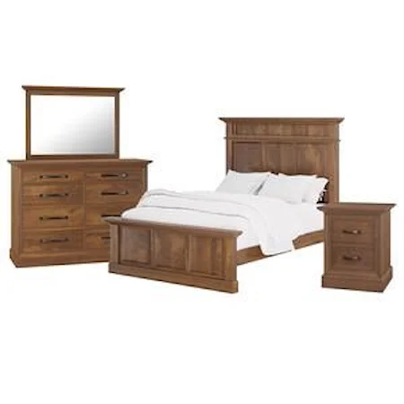 King Panel Bed, 8 Drawer Dresser, Landscape Mirror, 2 Drawer Nightstand